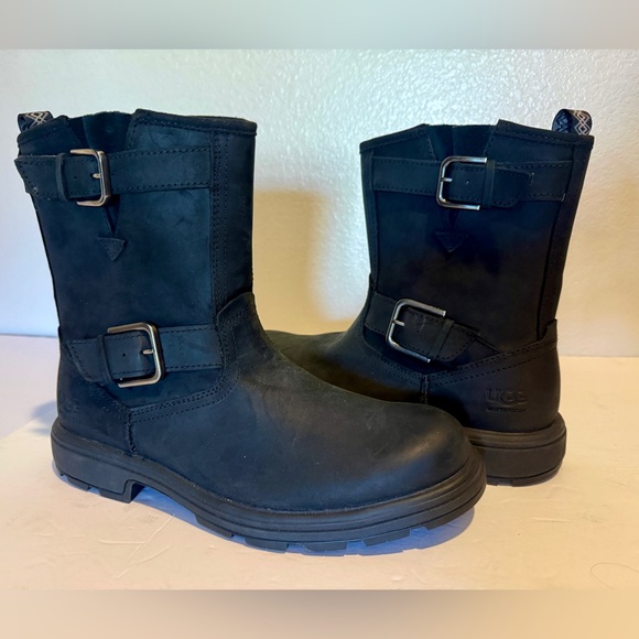 UGG Other - UGG Biltmore Moto Engineer Waterproof Leather Boot Black Buckle Zip Mens 8.5